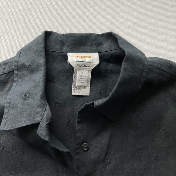 Vintage Linen Button Up Collared Shirt Embroidered - Picture 4 of 5